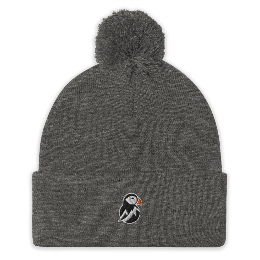 AukCliff Pom-Pom Knit Beanie Dark Heather Grey Pom-Pom Beanie
