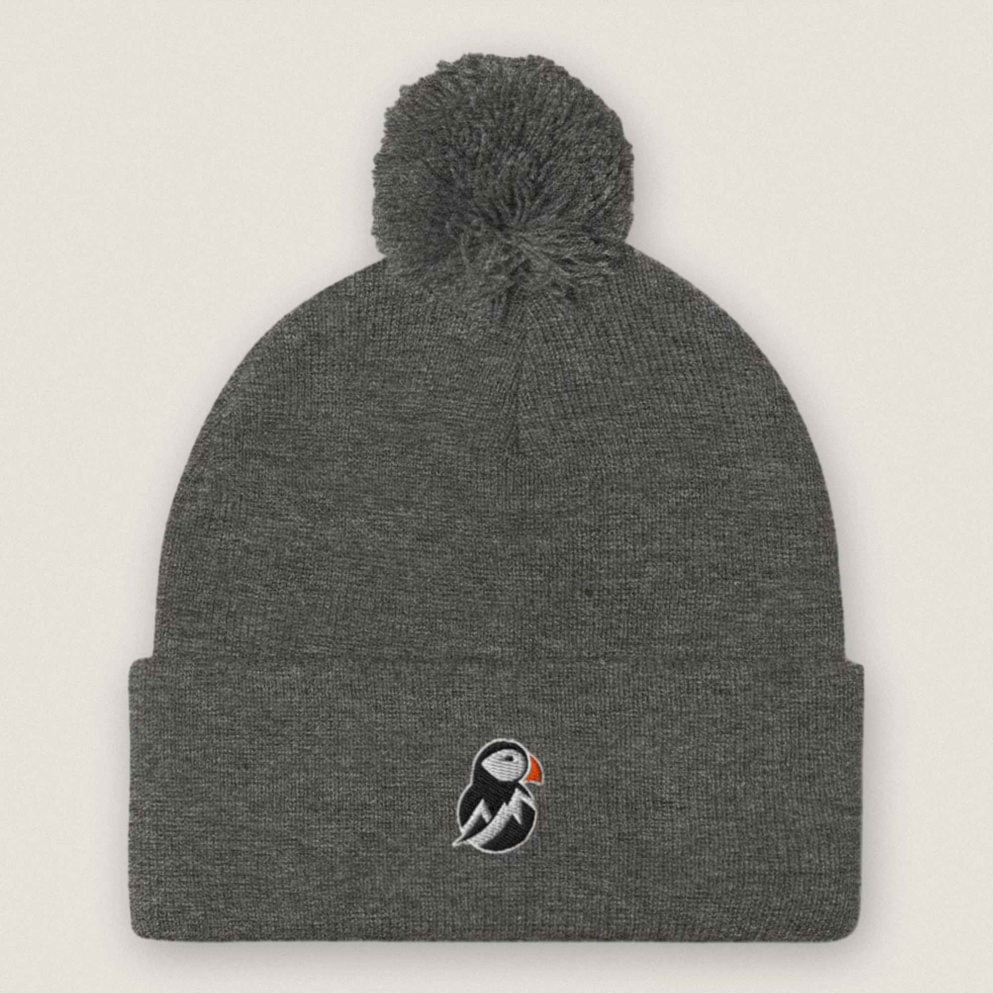 AukCliff Pom-Pom Knit Beanie Dark Heather Grey Pom-Pom Beanie