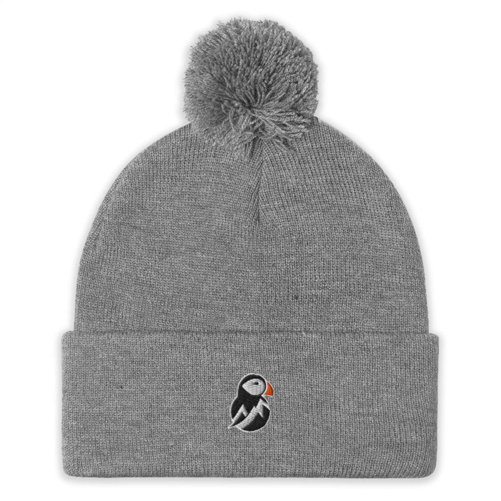 AukCliff Pom-Pom Knit Beanie Heather Grey Pom-Pom Beanie