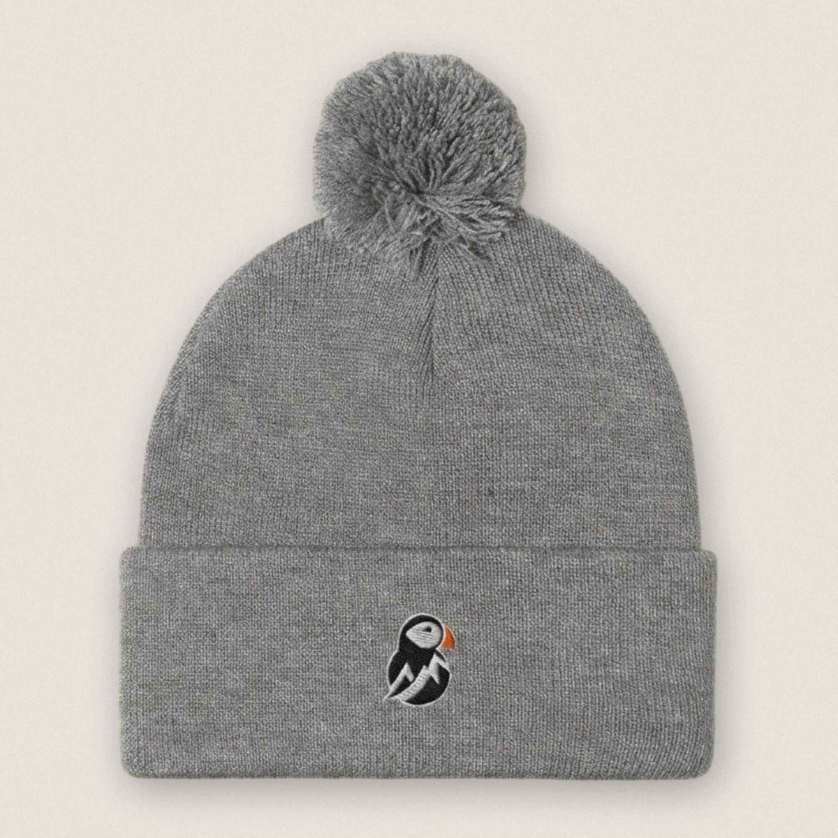 AukCliff Pom-Pom Knit Beanie Heather Grey Pom-Pom Beanie