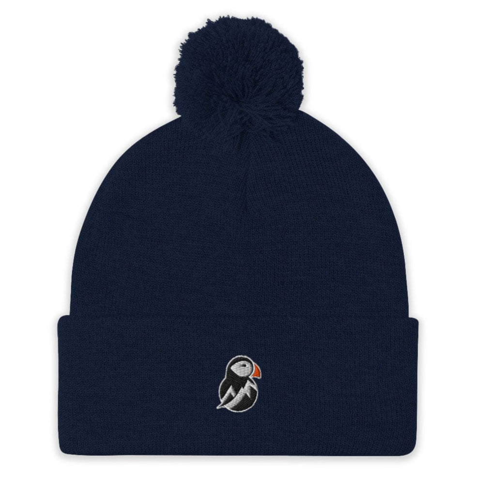 AukCliff Pom-Pom Knit Beanie Navy Pom-Pom Beanie