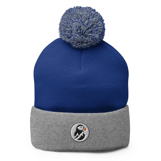 AukCliff Pom-Pom Knit Beanie Royal/ Heather Grey Pom-Pom Beanie
