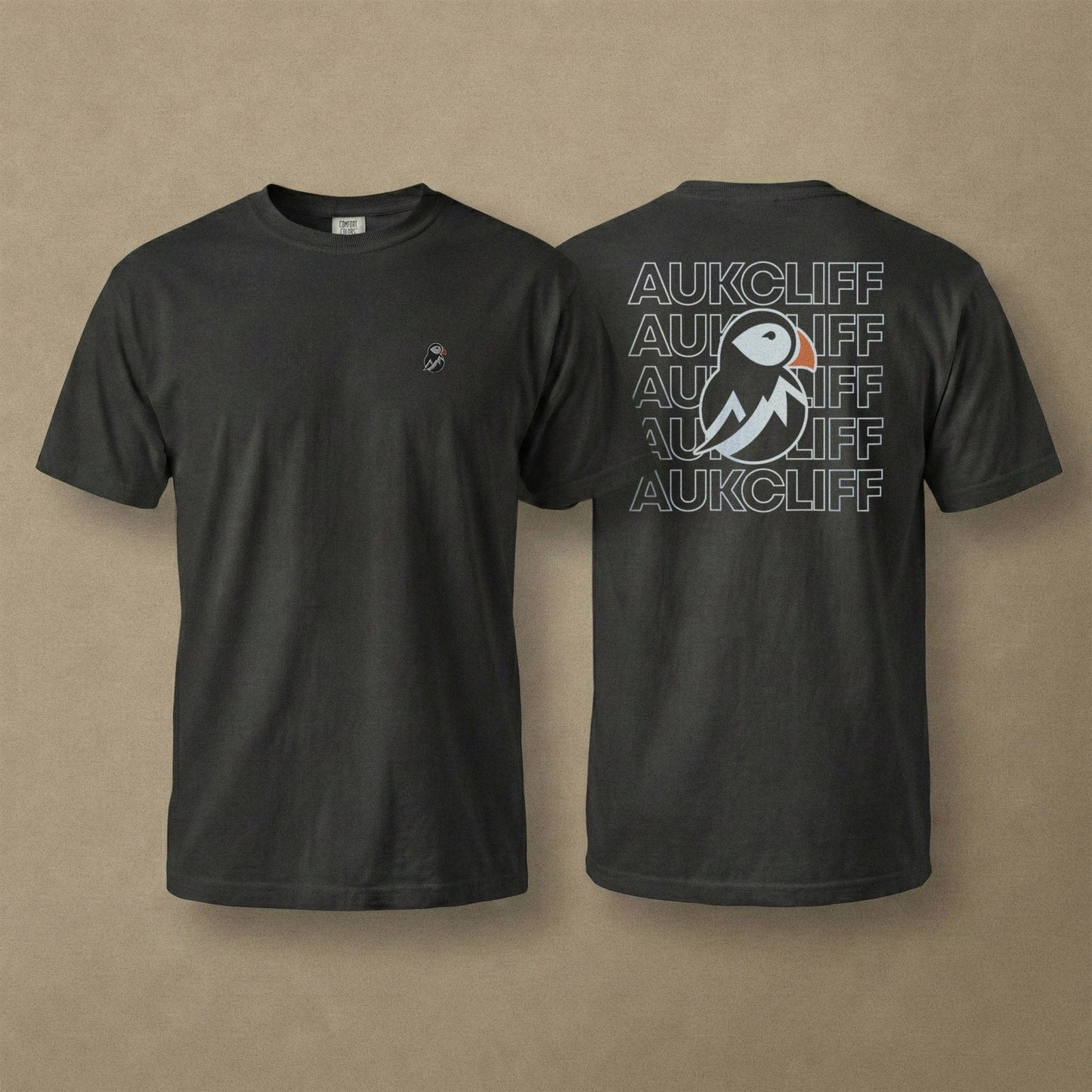 AukCliff Rear Print Comfort Colors T-shirt Black / S AukCliff® Puffin Logo Comfort Colors T-Shirt