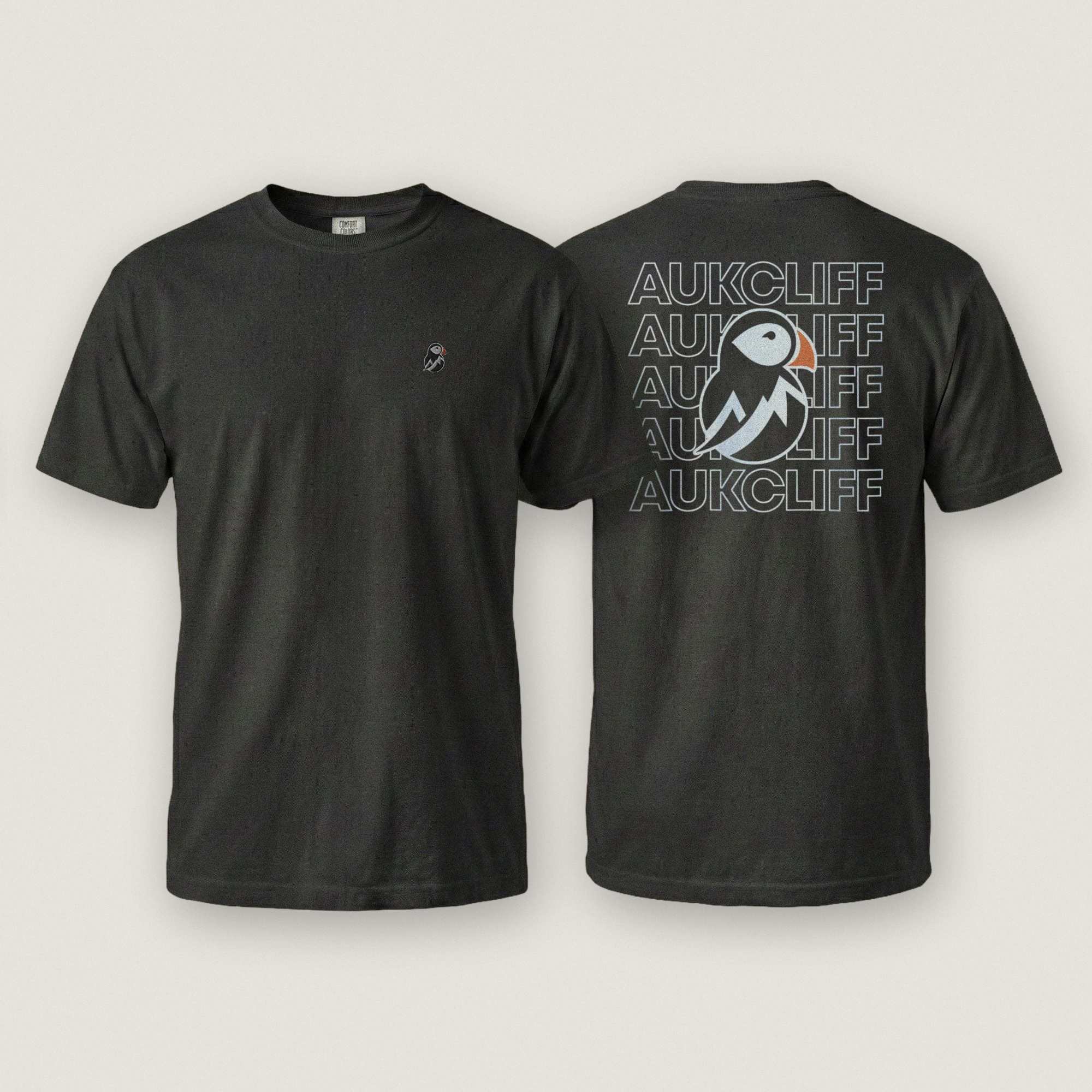 AukCliff Rear Print Comfort Colors T-shirt Black / S AukCliff® Puffin Logo Comfort Colors T-Shirt