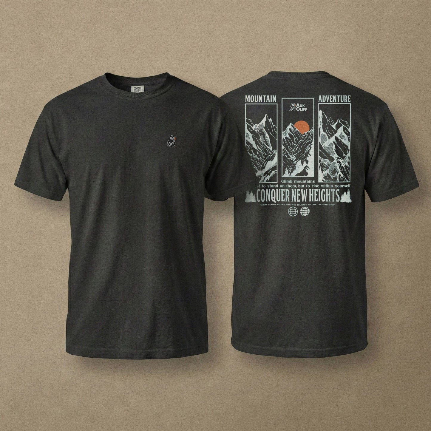 AukCliff Rear Print Comfort Colors T-shirt Black / S Conquer New Heights Mountain Comfort Colors T-Shirt
