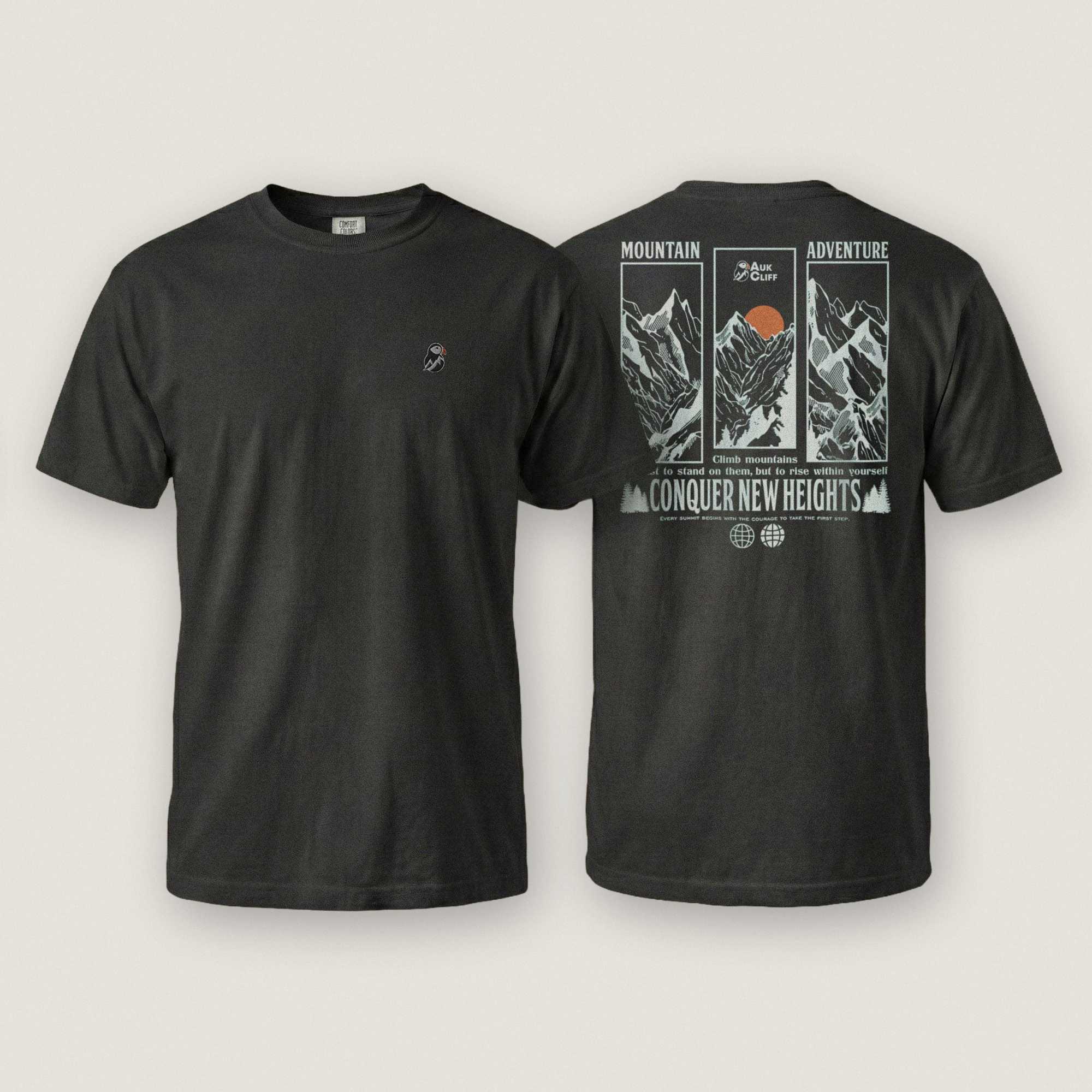 AukCliff Rear Print Comfort Colors T-shirt Black / S Conquer New Heights Mountain Comfort Colors T-Shirt