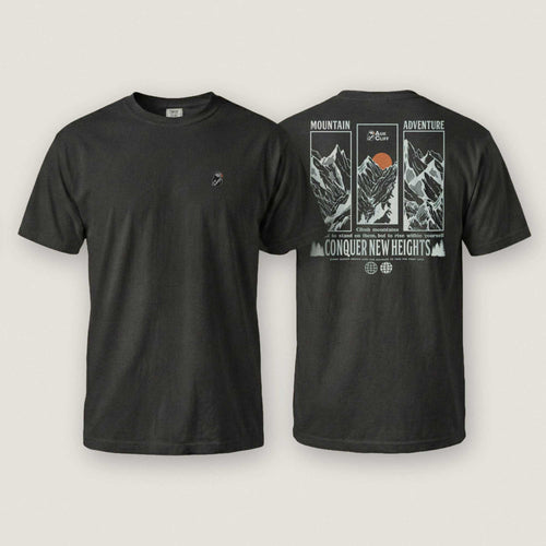 AukCliff Rear Print Comfort Colors T-shirt Black / S Conquer New Heights Mountain Comfort Colors T-Shirt