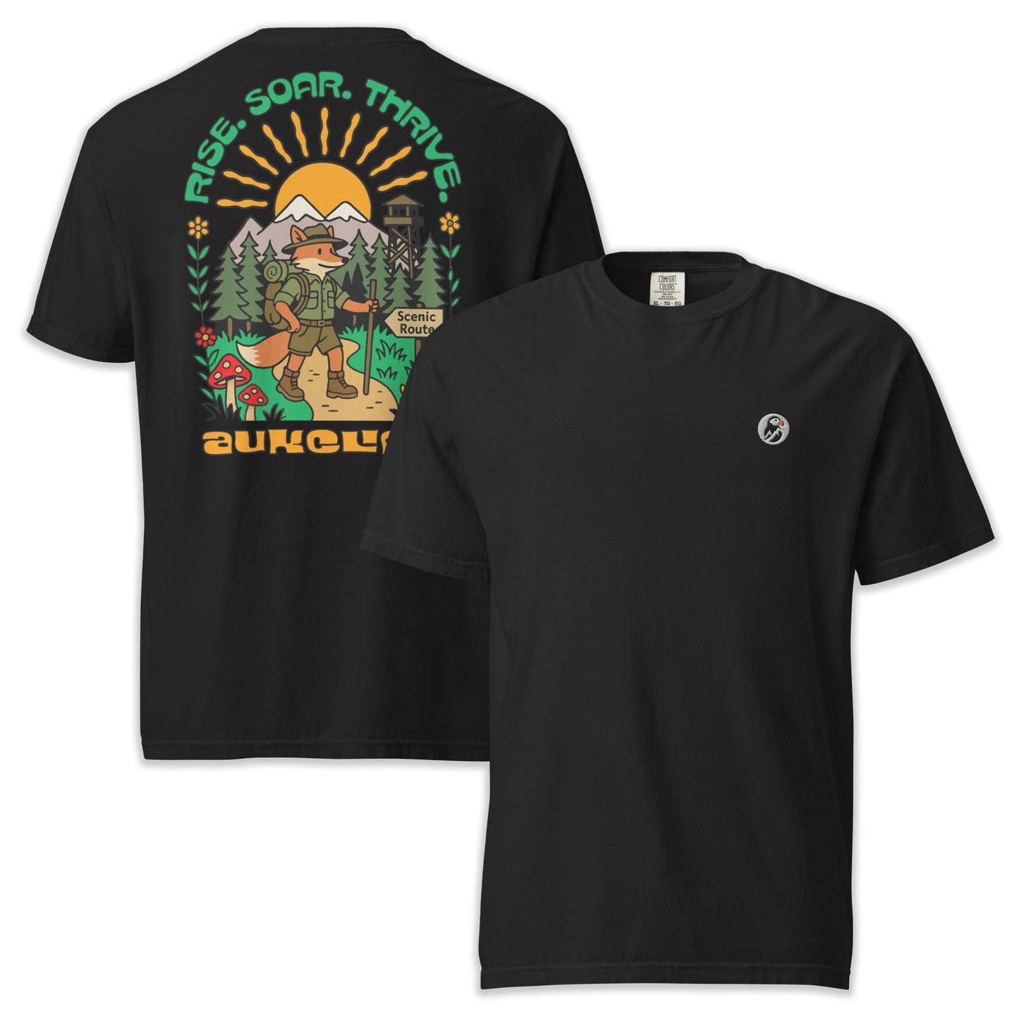 AukCliff Rear Print Comfort Colors T-shirt Black / S Retro Hiking Fox Comfort Colors T-shirt