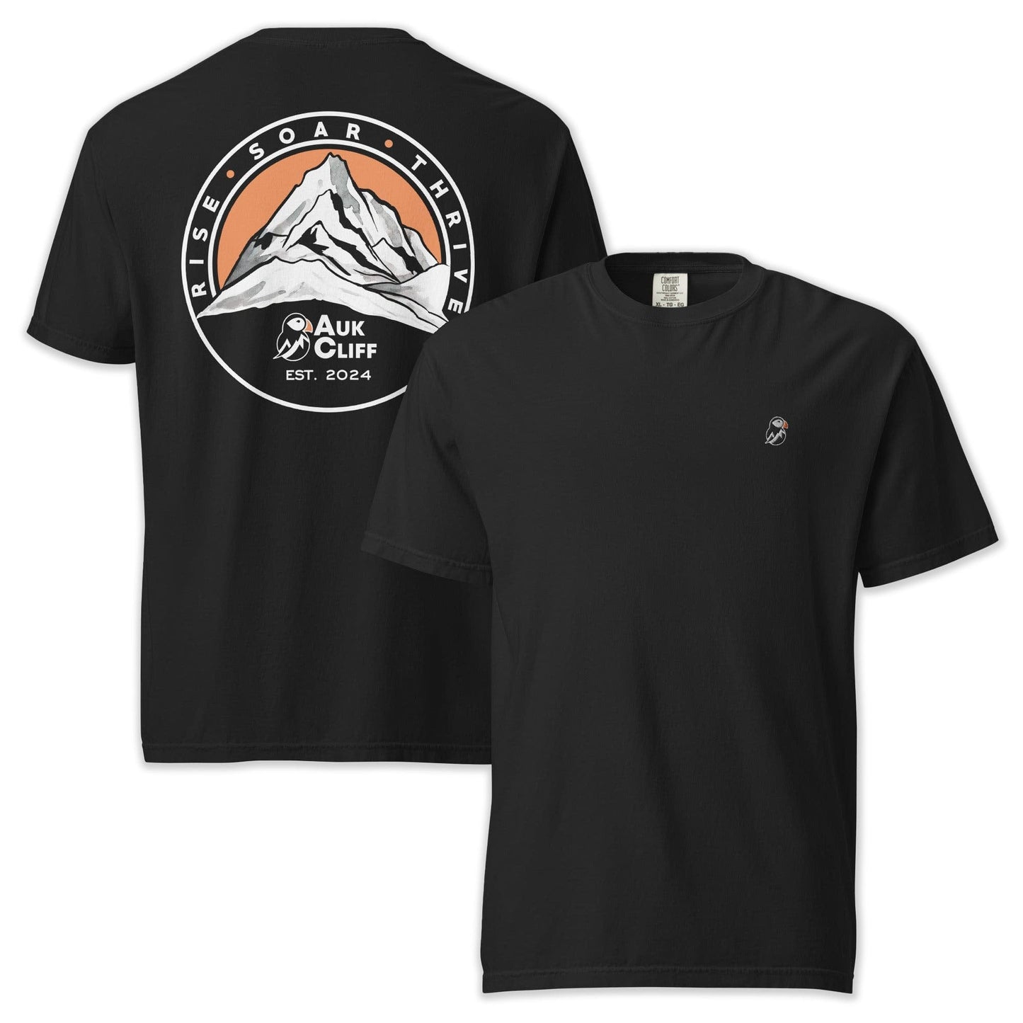 AukCliff Rear Print Comfort Colors T-shirt Black / S Retro Mountain Logo Comfort Colors Back Print T-Shirt