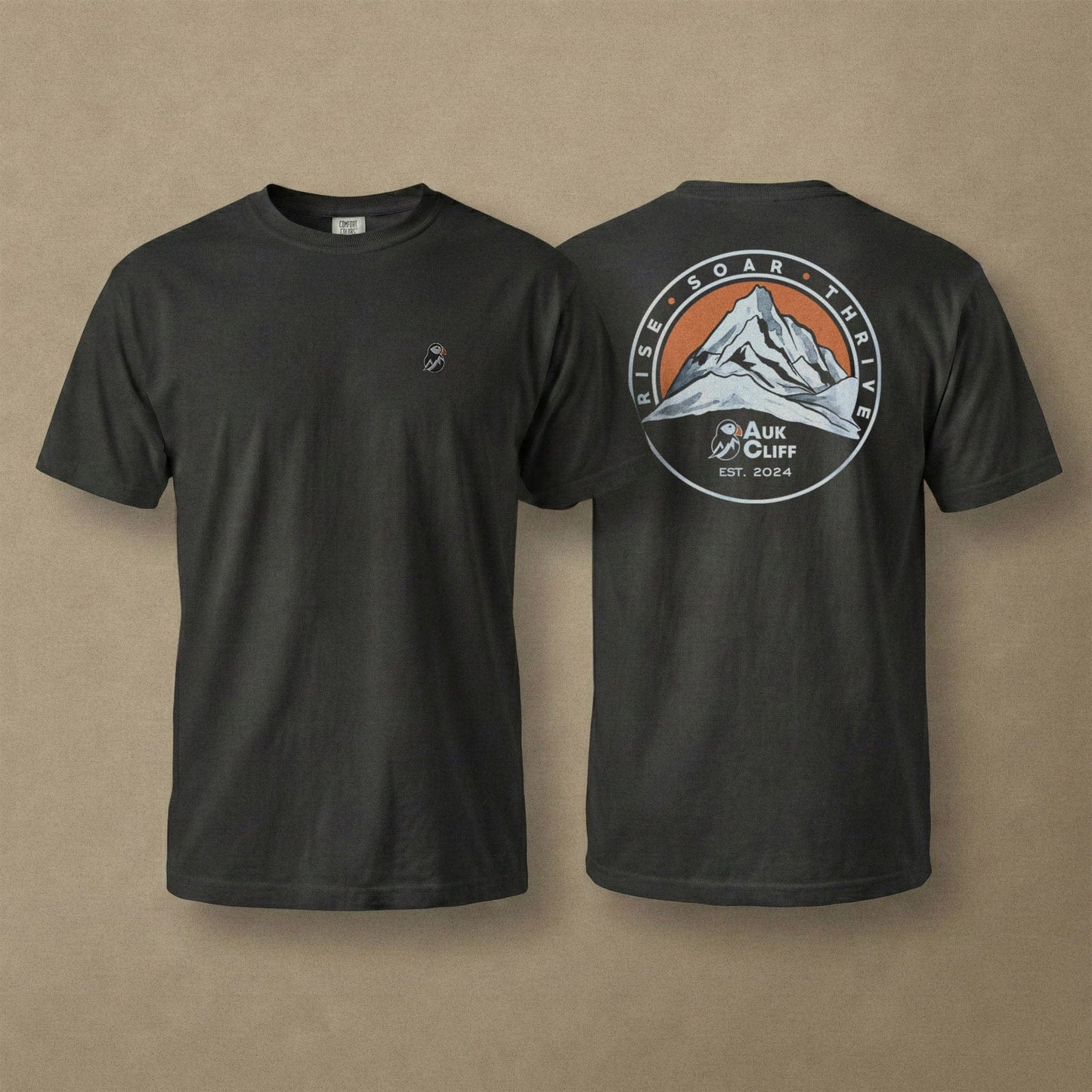 AukCliff Rear Print Comfort Colors T-shirt Black / S Retro Mountain Logo Comfort Colors Back Print T-Shirt