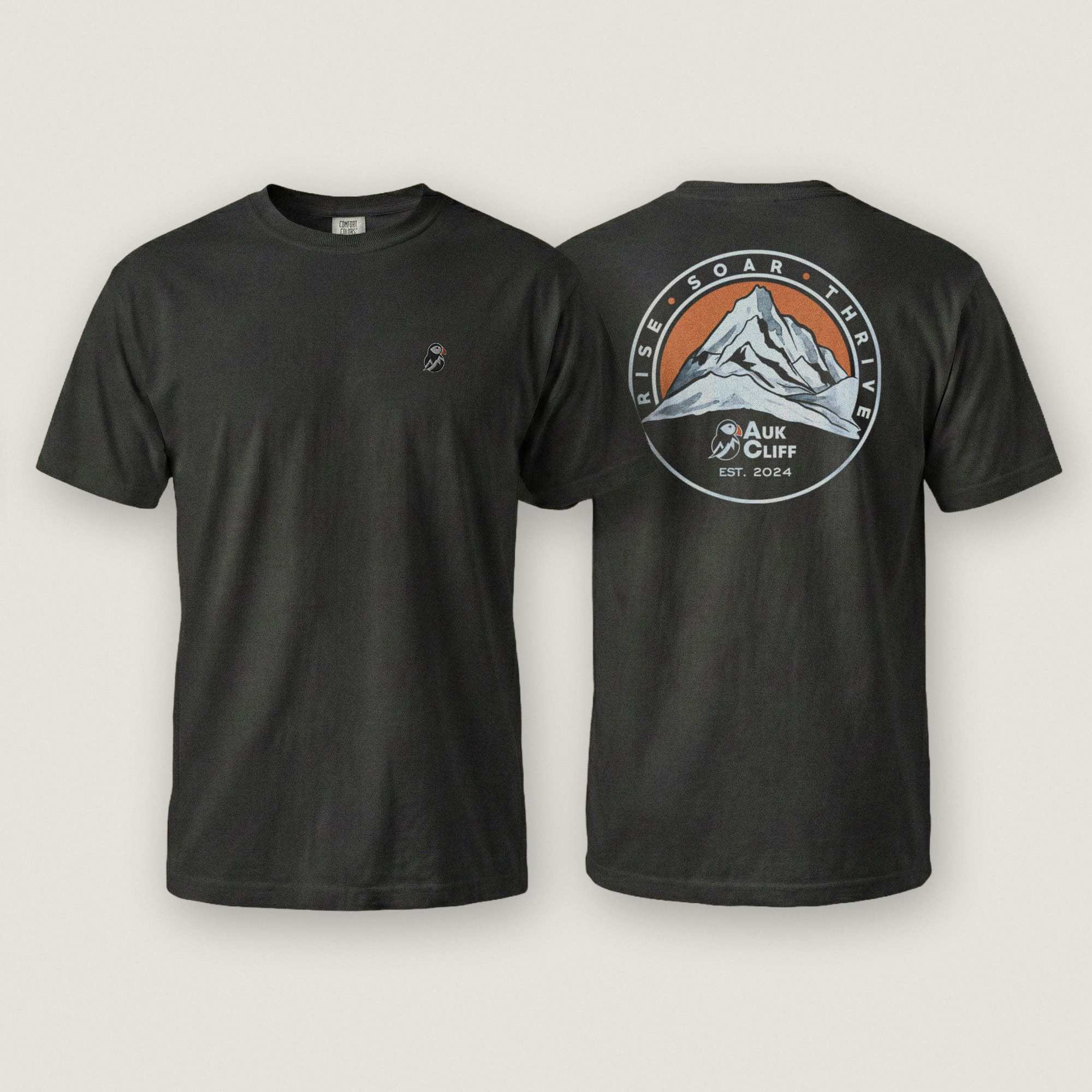 AukCliff Rear Print Comfort Colors T-shirt Black / S Retro Mountain Logo Comfort Colors Back Print T-Shirt