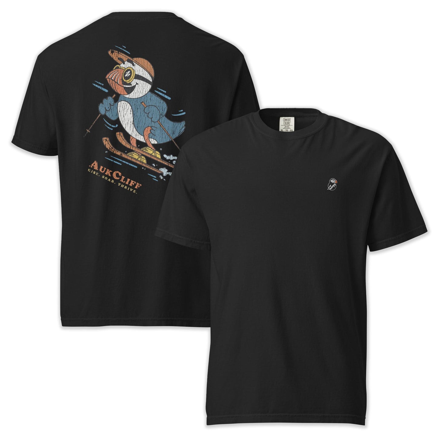AukCliff Rear Print Comfort Colors T-shirt Black / S Retro Snowboarder Puffin Comfort Colors Back Print T-Shirt