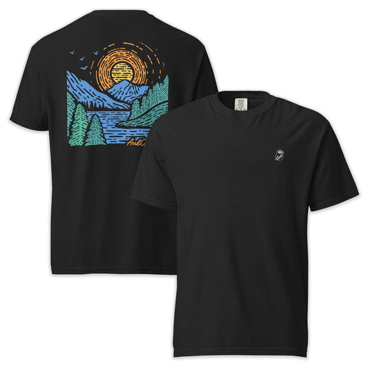 AukCliff Rear Print Comfort Colors T-shirt Black / S Sunrise Vista Landscape Back Print Comfort Colors T-Shirt