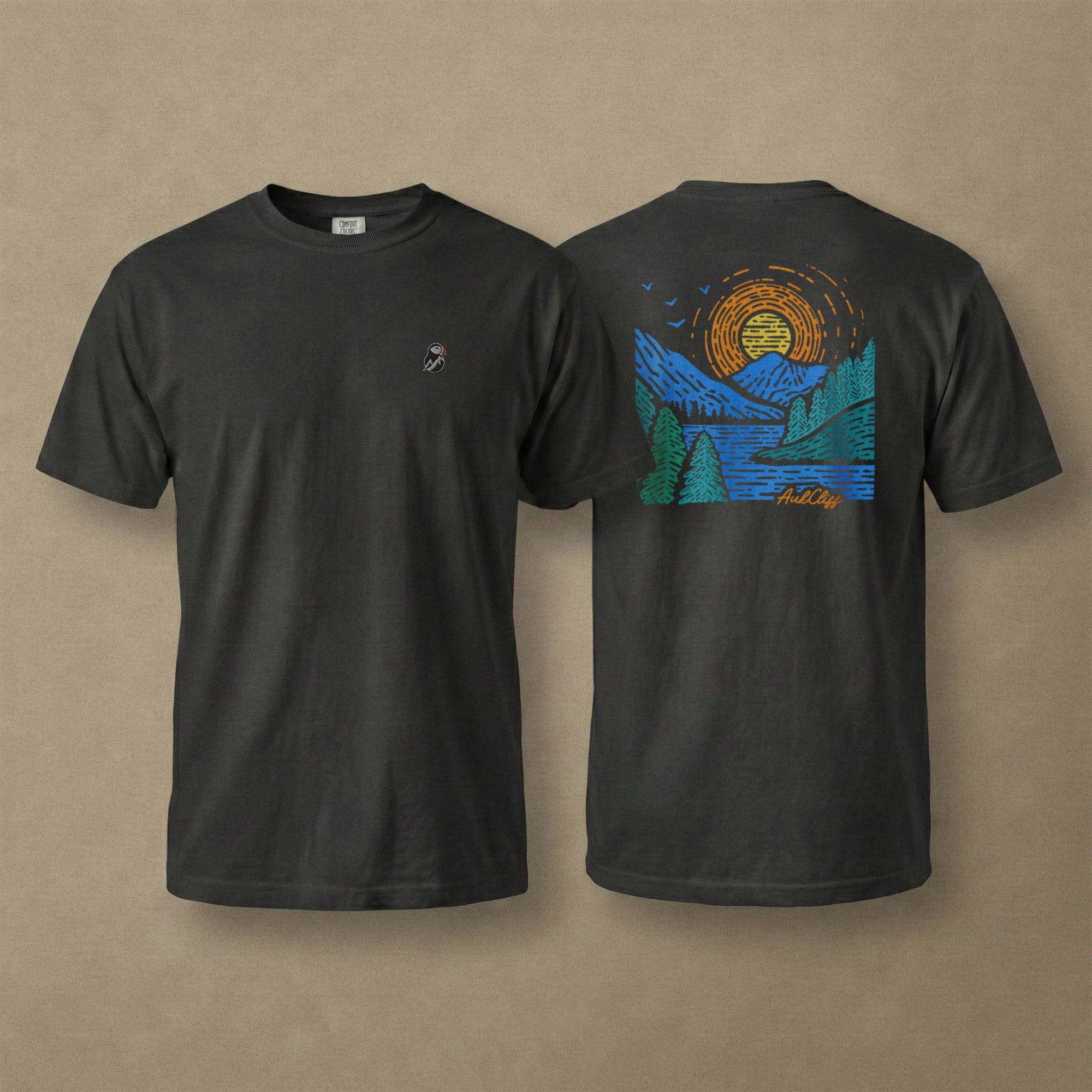 AukCliff Rear Print Comfort Colors T-shirt Black / S Sunrise Vista Landscape Back Print Comfort Colors T-Shirt