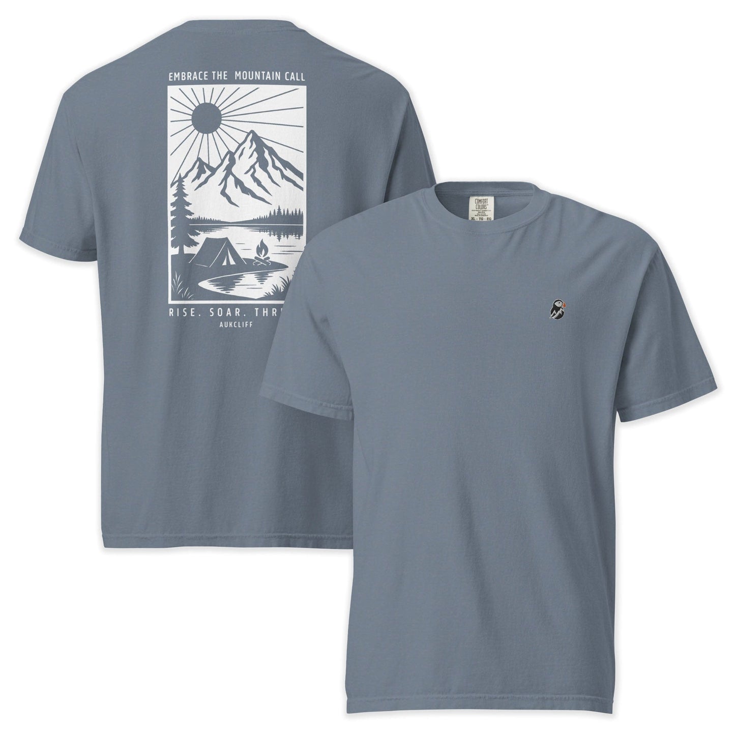 AukCliff Rear Print Comfort Colors T-shirt Blue Jean / S Embrace The Mountain Call Comfort Colors Tee
