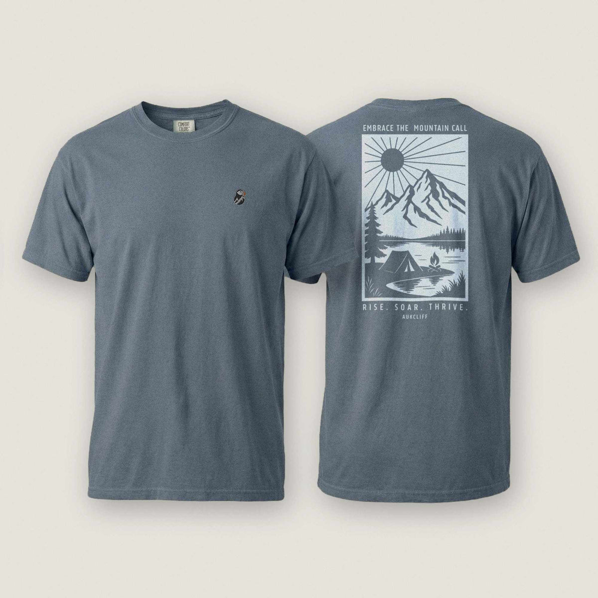 AukCliff Rear Print Comfort Colors T-shirt Blue Jean / S Embrace The Mountain Call Comfort Colors Tee