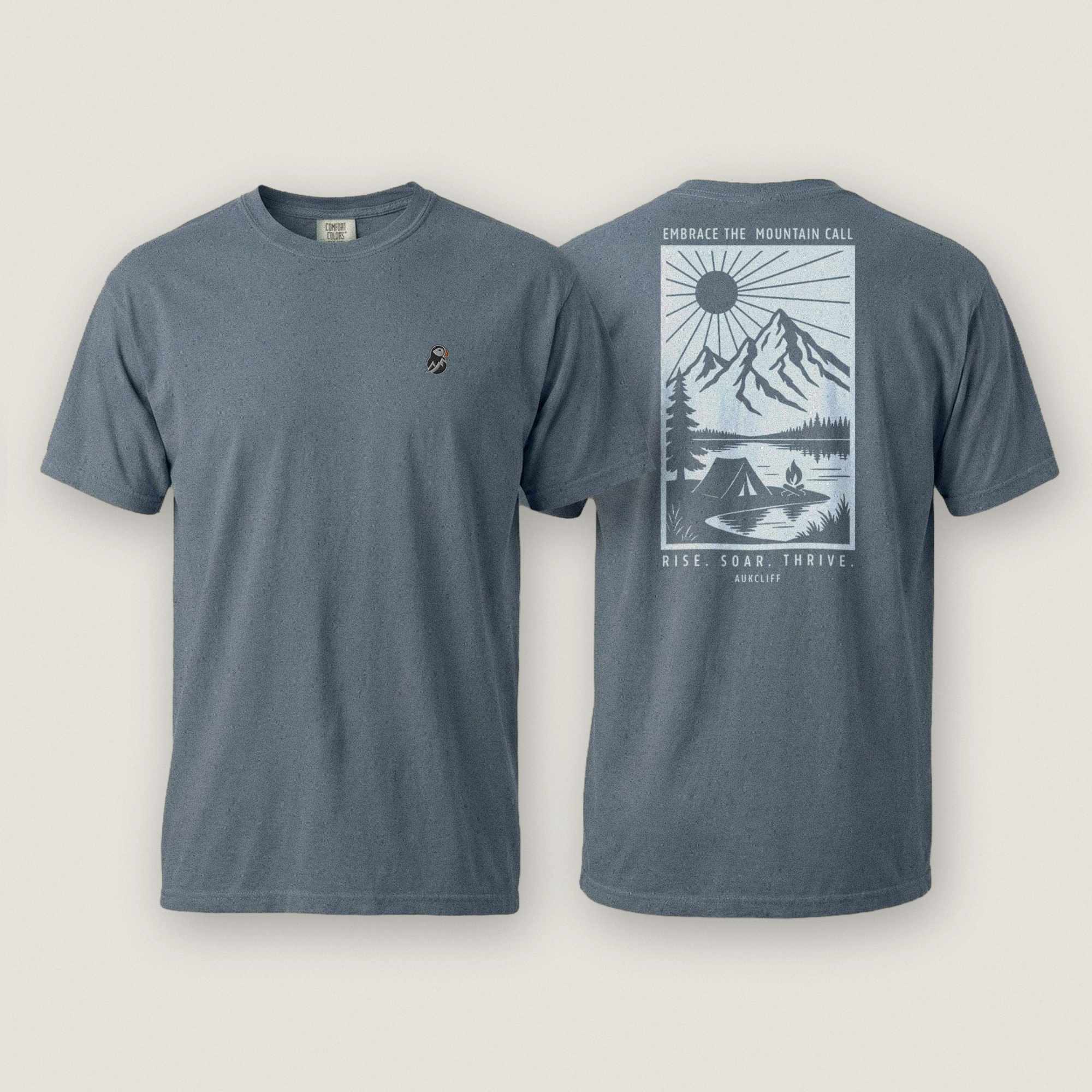 AukCliff Rear Print Comfort Colors T-shirt Blue Jean / S Embrace The Mountain Call Comfort Colors Tee