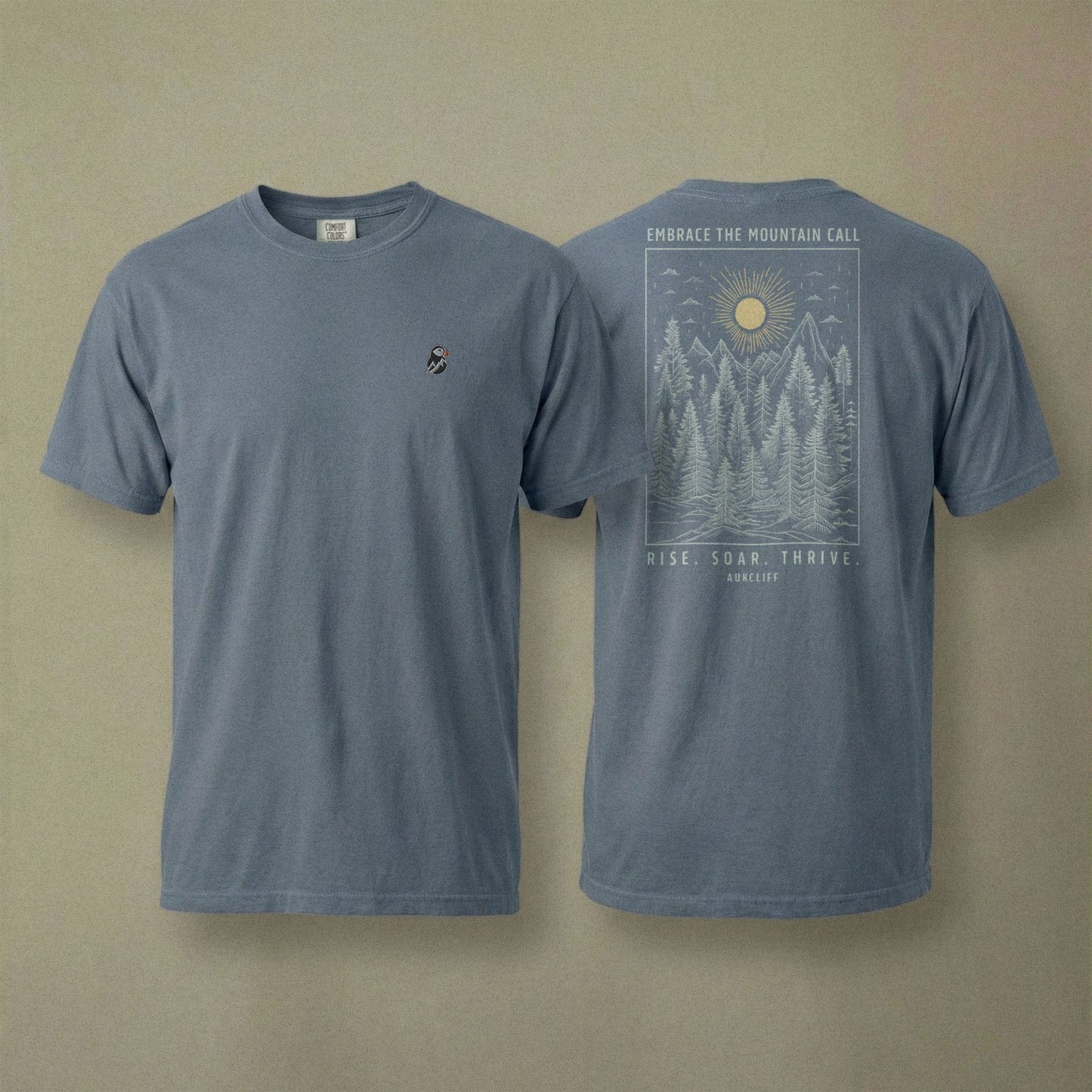 AukCliff Rear Print Comfort Colors T-shirt Blue Jean / S Mountain Call Comfort Colors T-shirt