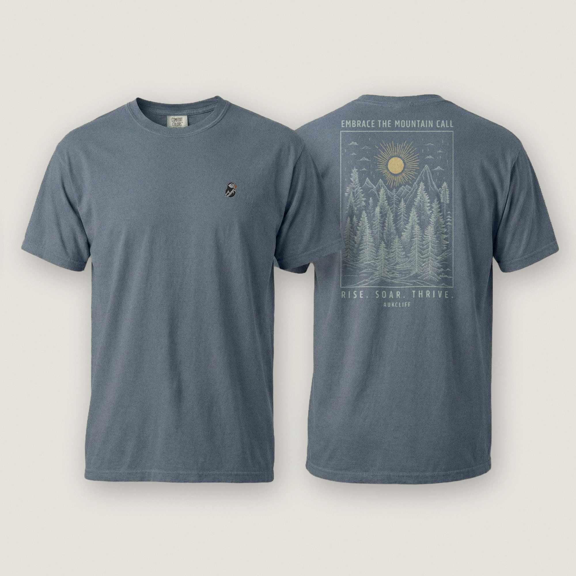 AukCliff Rear Print Comfort Colors T-shirt Blue Jean / S Mountain Call Comfort Colors T-shirt