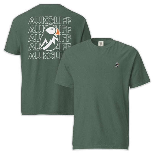 AukCliff Rear Print Comfort Colors T-shirt Blue Spruce / S AukCliff Puffin Logo Comfort Colors T-Shirt