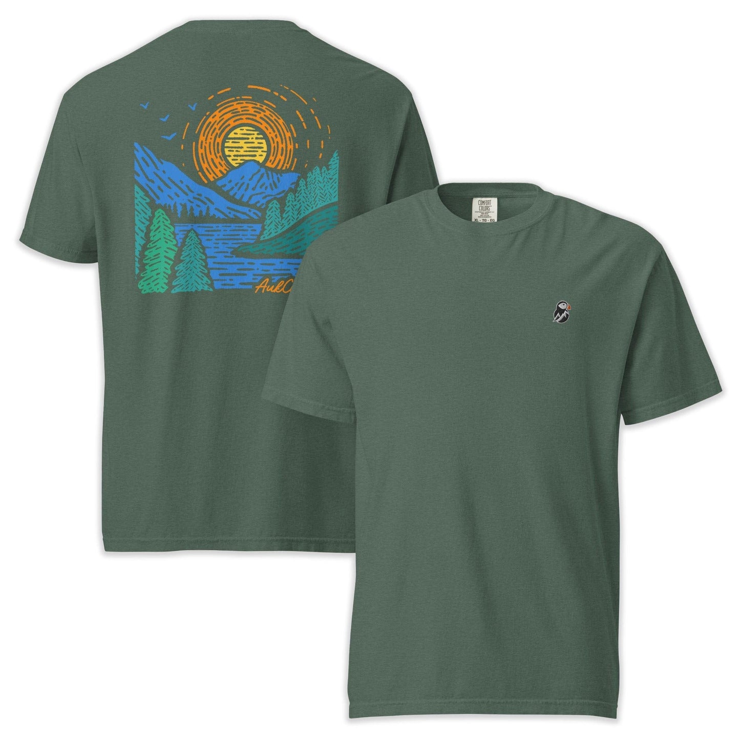 AukCliff Rear Print Comfort Colors T-shirt Blue Spruce / S Sunrise Vista Landscape Back Print Comfort Colors T-Shirt