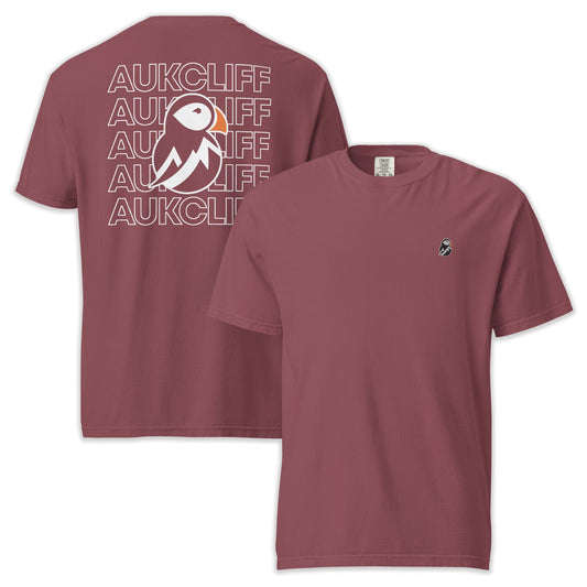 AukCliff Rear Print Comfort Colors T-shirt Brick / S AukCliff Puffin Logo Comfort Colors T-Shirt