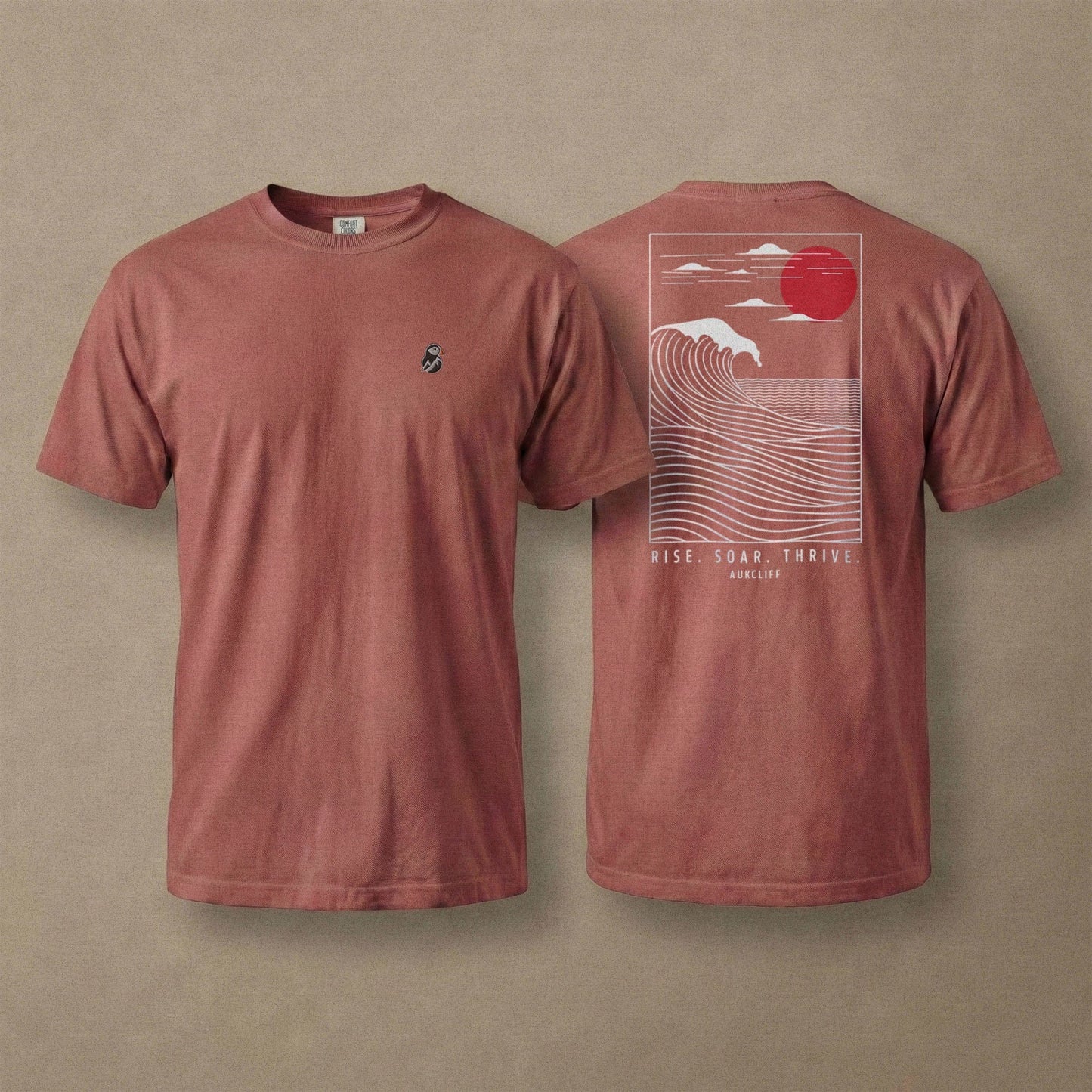 AukCliff Rear Print Comfort Colors T-shirt Brick / S Coastal Waves Comfort Colors T-shirt