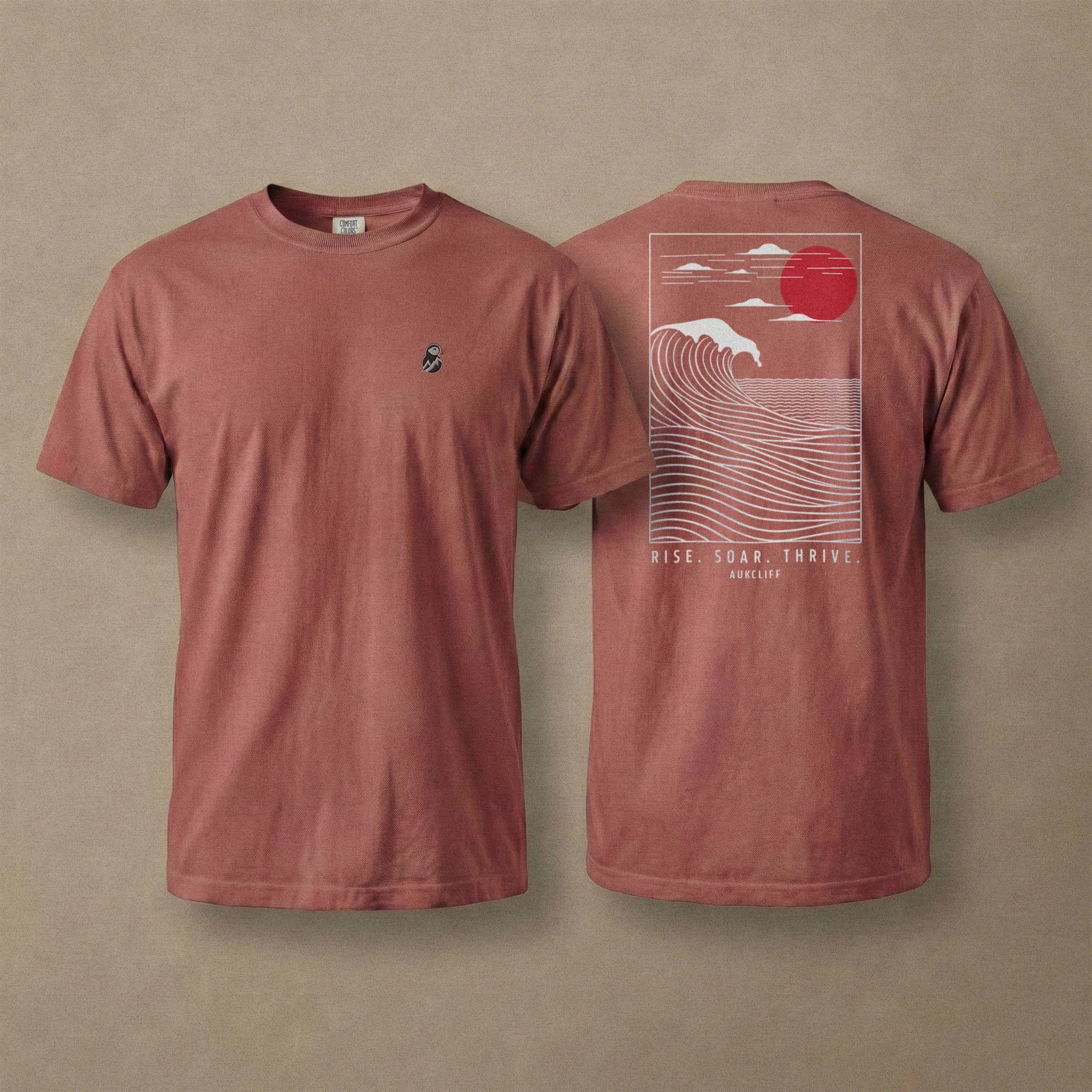 AukCliff Rear Print Comfort Colors T-shirt Brick / S Coastal Waves Comfort Colors T-shirt