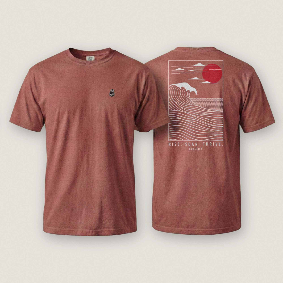 AukCliff Rear Print Comfort Colors T-shirt Brick / S Coastal Waves Comfort Colors T-shirt