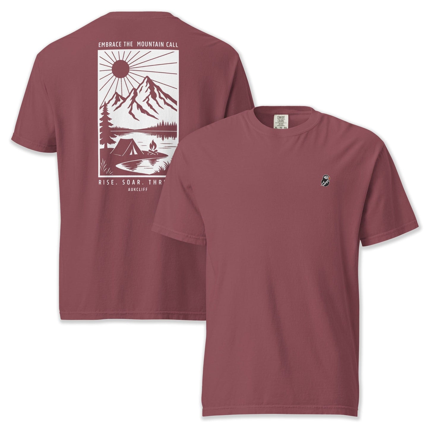 AukCliff Rear Print Comfort Colors T-shirt Brick / S Embrace The Mountain Call Comfort Colors Tee