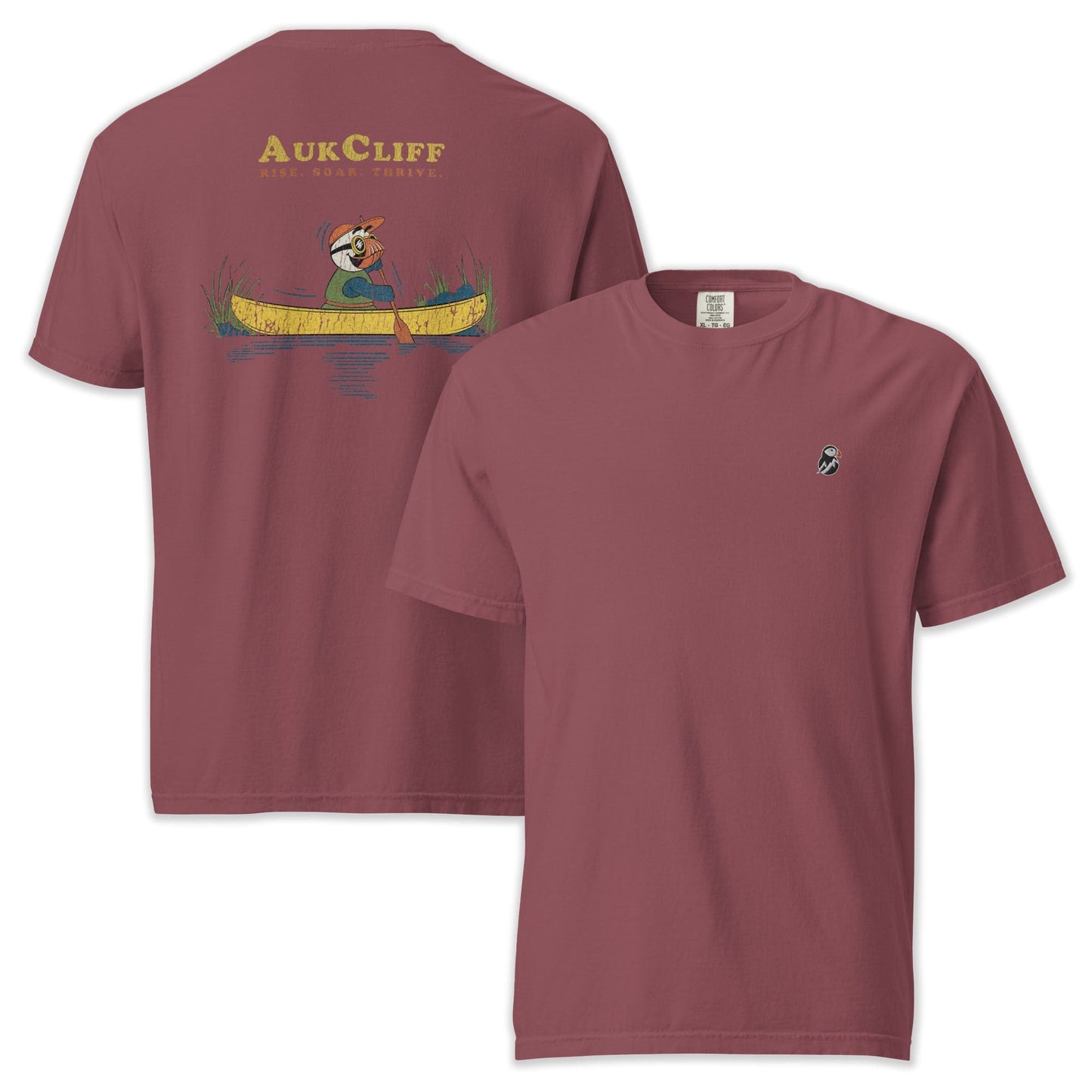 AukCliff Rear Print Comfort Colors T-shirt Brick / S Retro Canoeing Puffin Comfort Colors Back Print T-Shirt