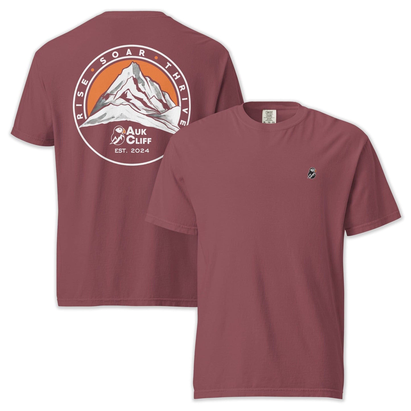 AukCliff Rear Print Comfort Colors T-shirt Brick / S Retro Mountain Logo Comfort Colors Back Print T-Shirt