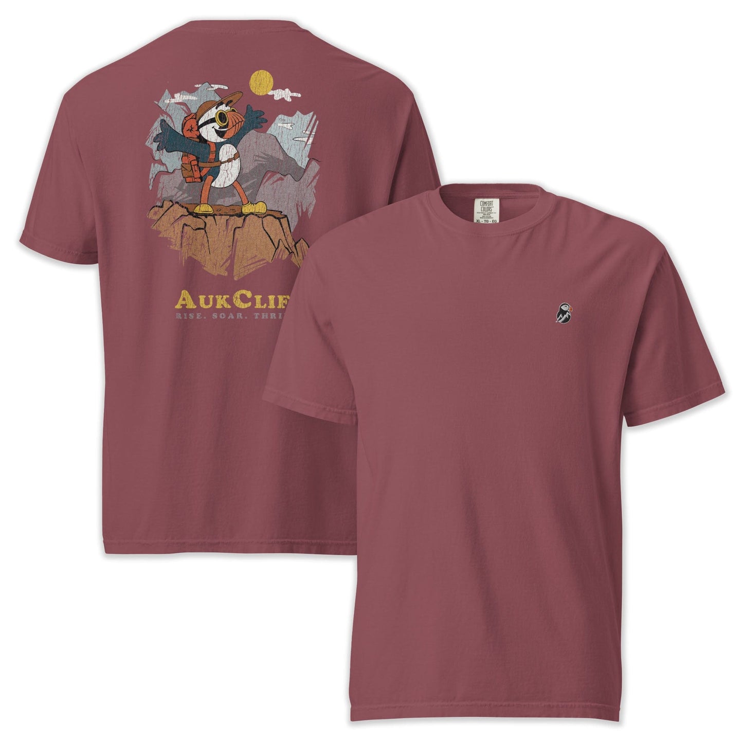 AukCliff Rear Print Comfort Colors T-shirt Brick / S Retro Mountaineering Puffin Comfort Colors Back Print T-Shirt