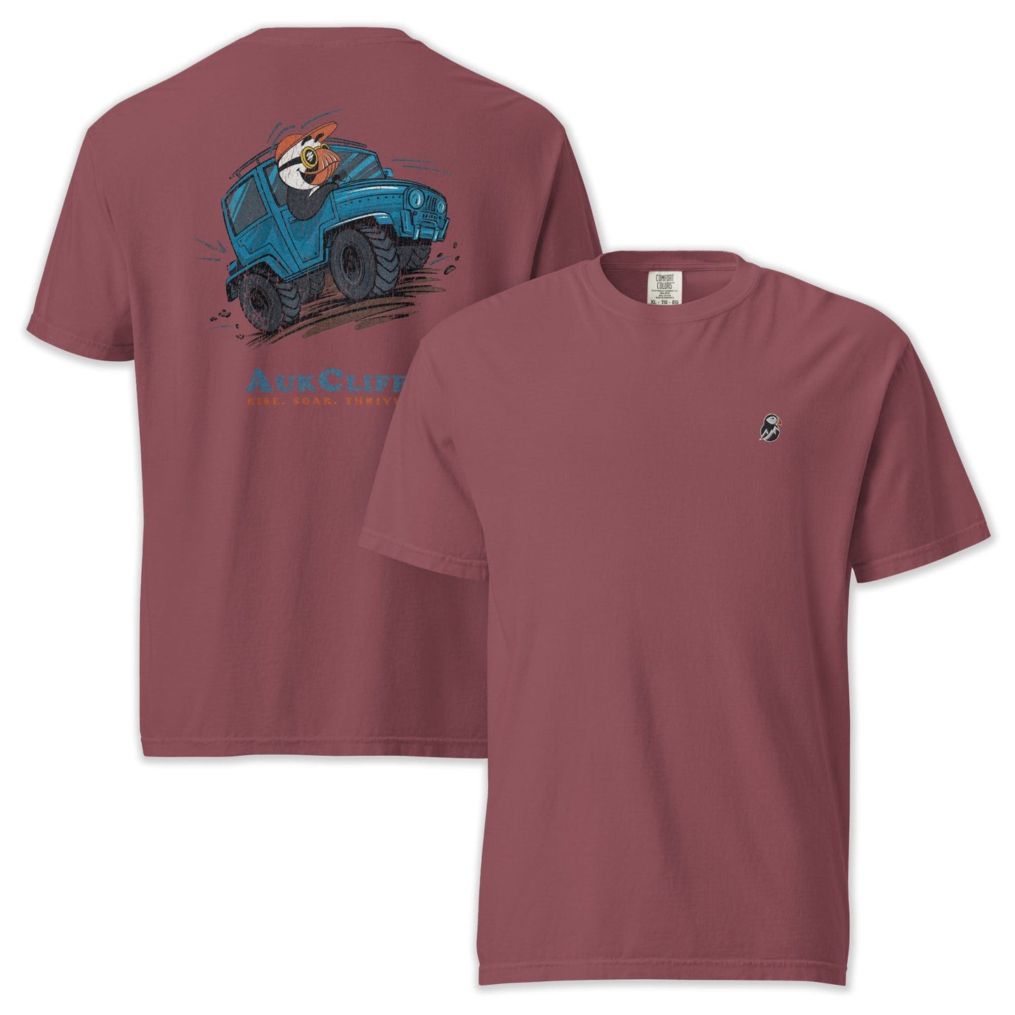 AukCliff Rear Print Comfort Colors T-shirt Brick / S Retro Overlander Puffin Comfort Colors Back Print T-Shirt