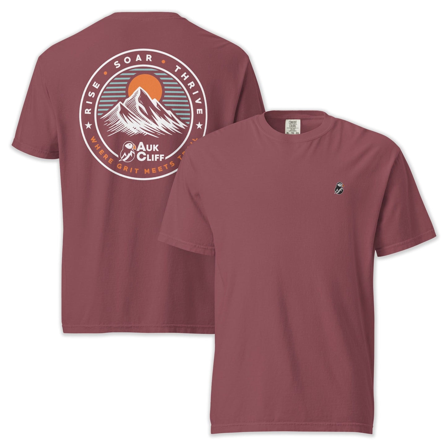 AukCliff Rear Print Comfort Colors T-shirt Brick / S Trail Emblem Mountain Comfort Colors Back Print T-Shirt