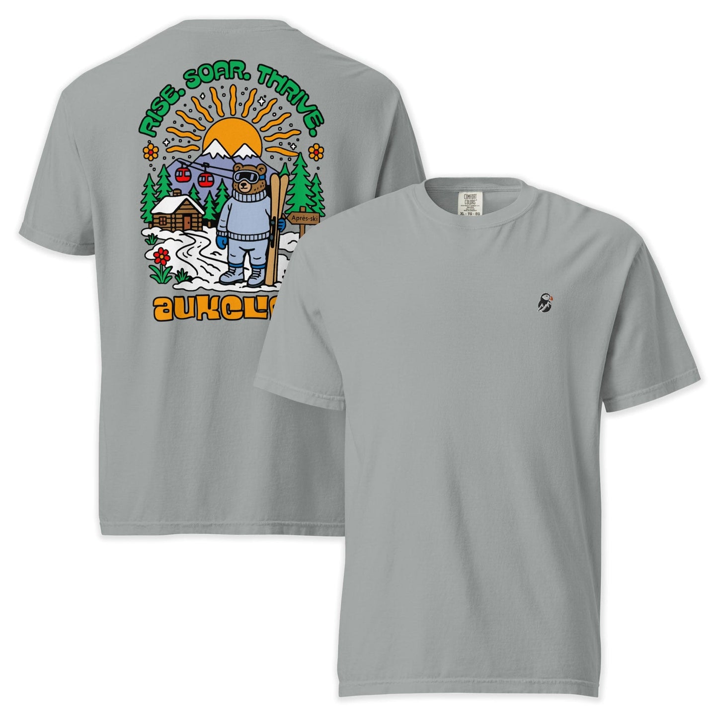 AukCliff Rear Print Comfort Colors T-shirt Granite / S Retro Après Ski Bear Comfort Colors Tee