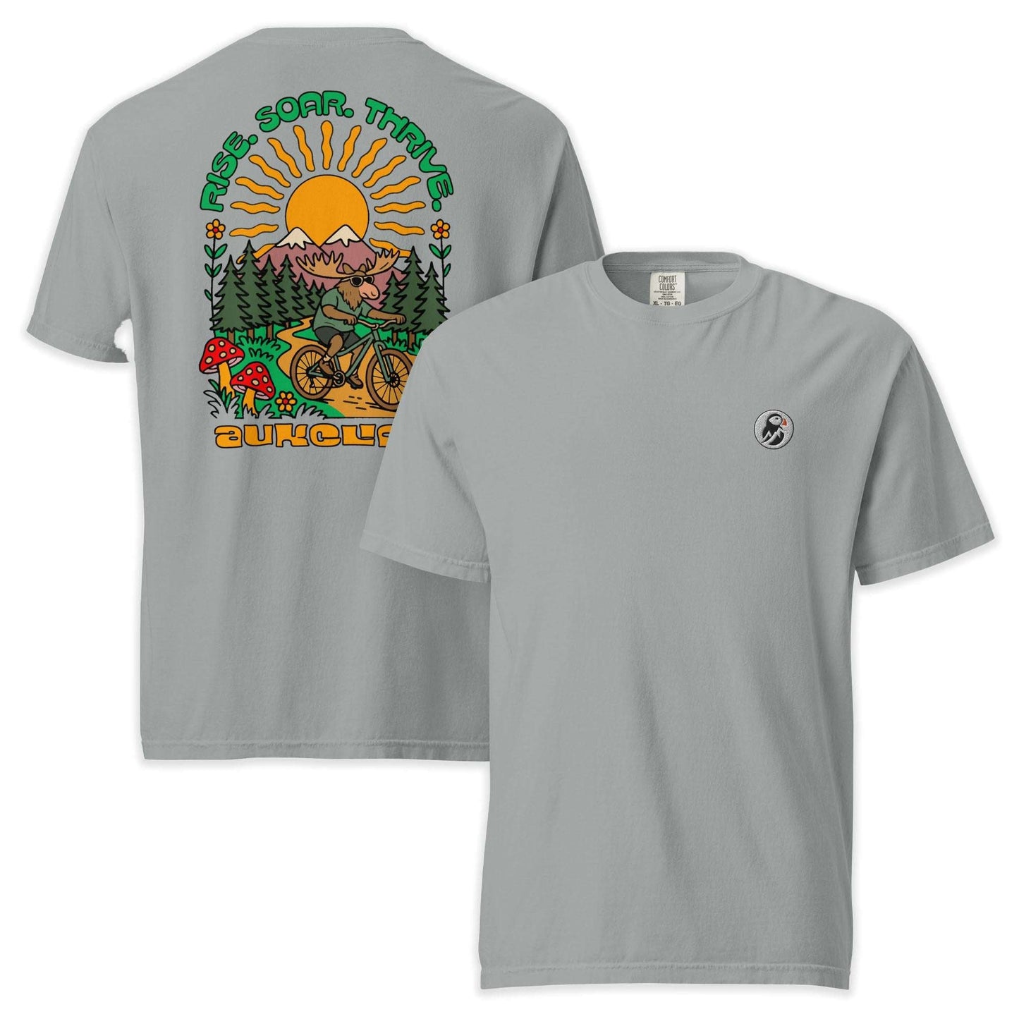 AukCliff Rear Print Comfort Colors T-shirt Granite / S Retro Bike Moose Comfort Colors Tee