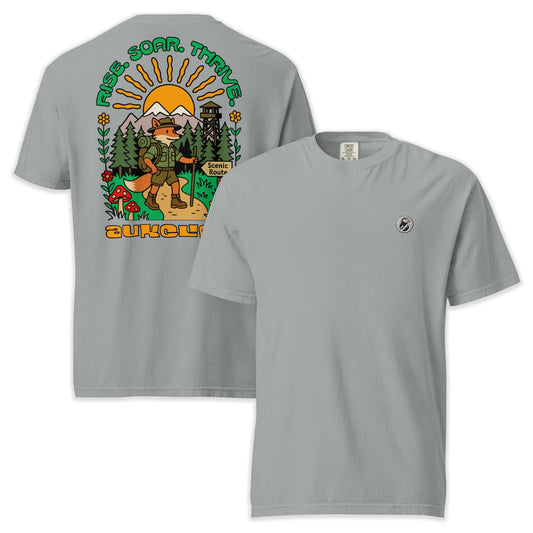 AukCliff Rear Print Comfort Colors T-shirt Granite / S Retro Hiking Fox Comfort Colors T-shirt