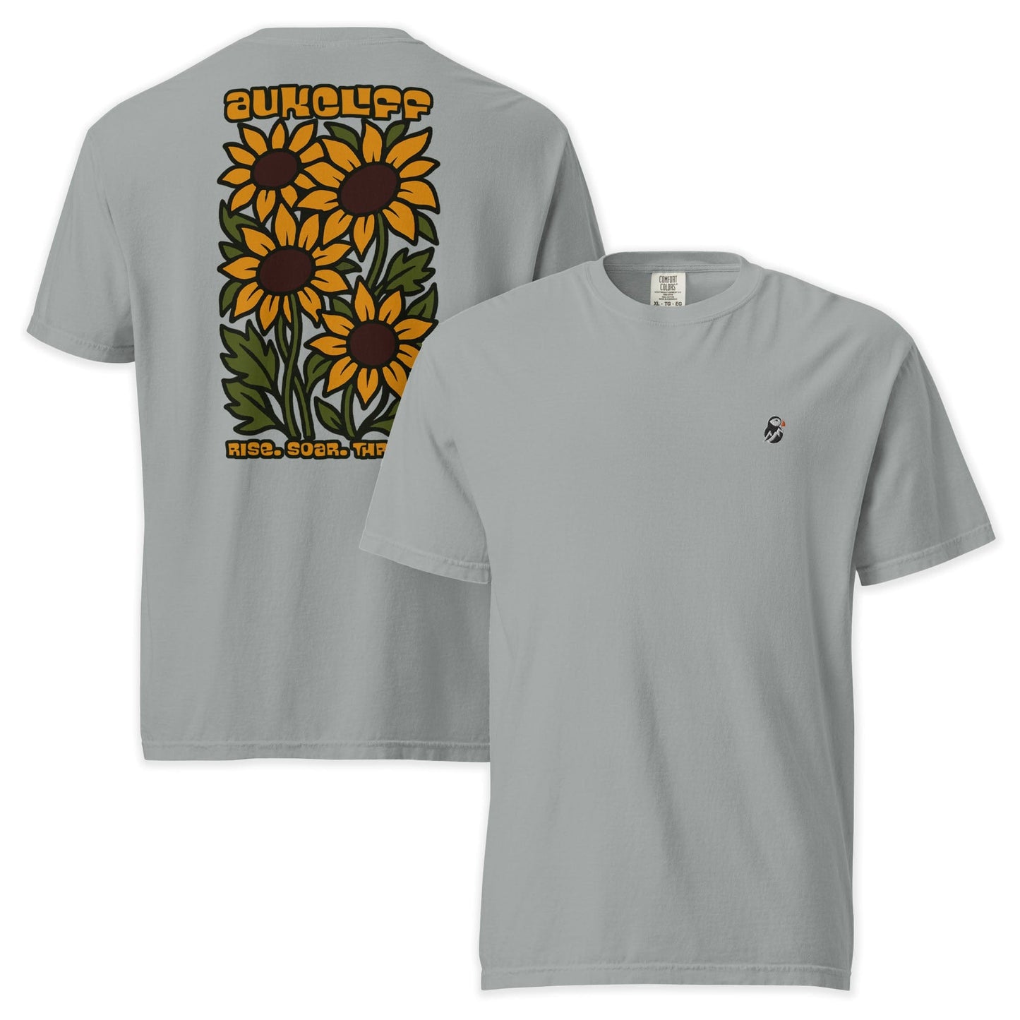 AukCliff Rear Print Comfort Colors T-shirt Granite / S Retro Sunflower Comfort Colors T-shirt