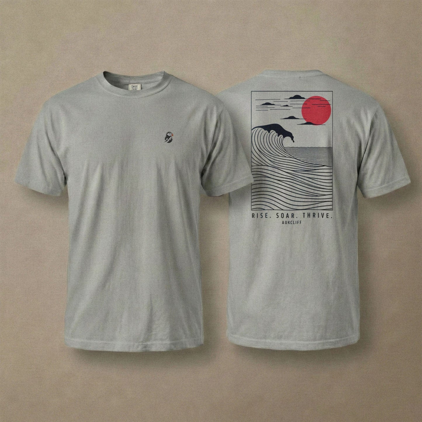 AukCliff Rear Print Comfort Colors T-shirt Grey / S Coastal Waves Comfort Colors T-shirt