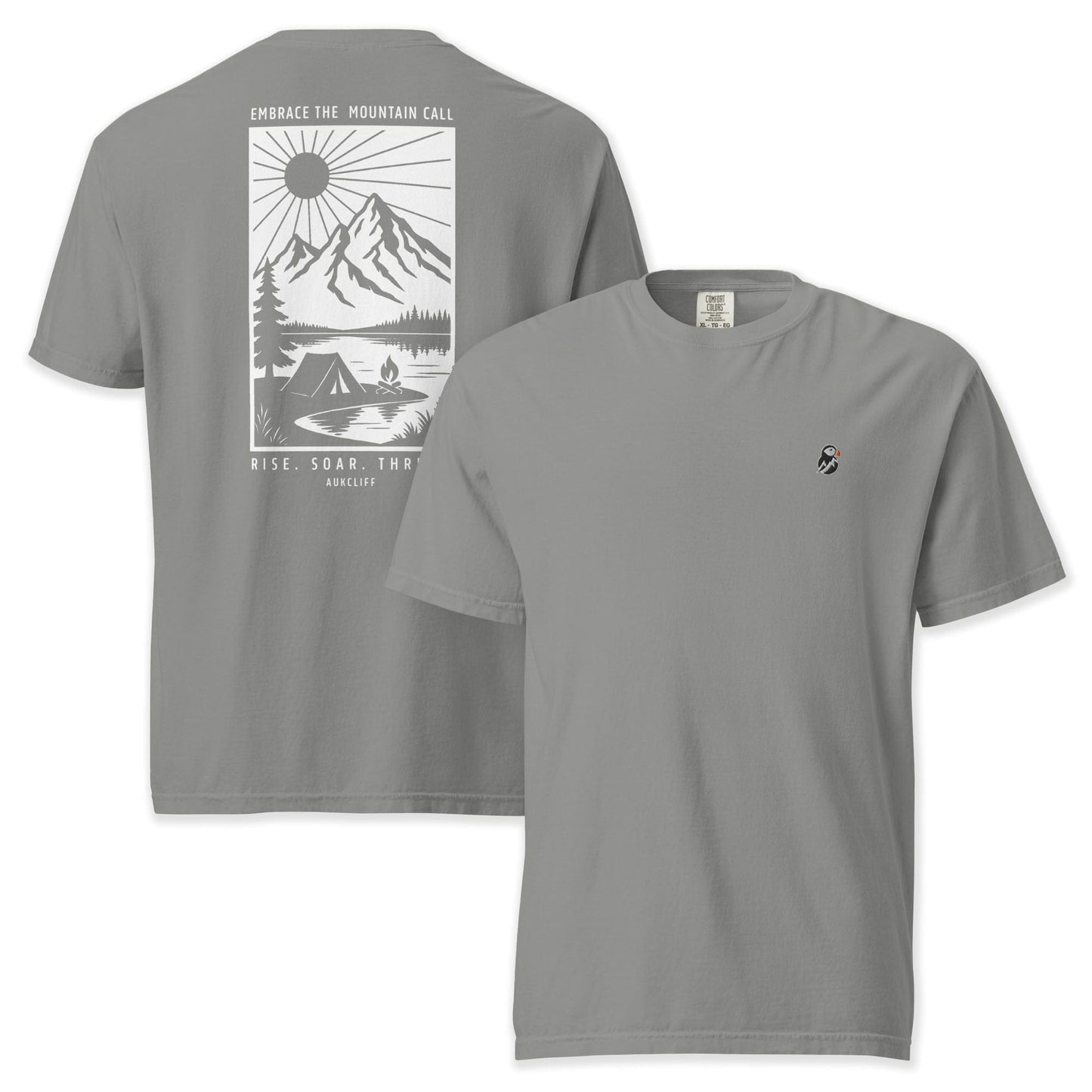 AukCliff Rear Print Comfort Colors T-shirt Grey / S Embrace The Mountain Call Comfort Colors Tee