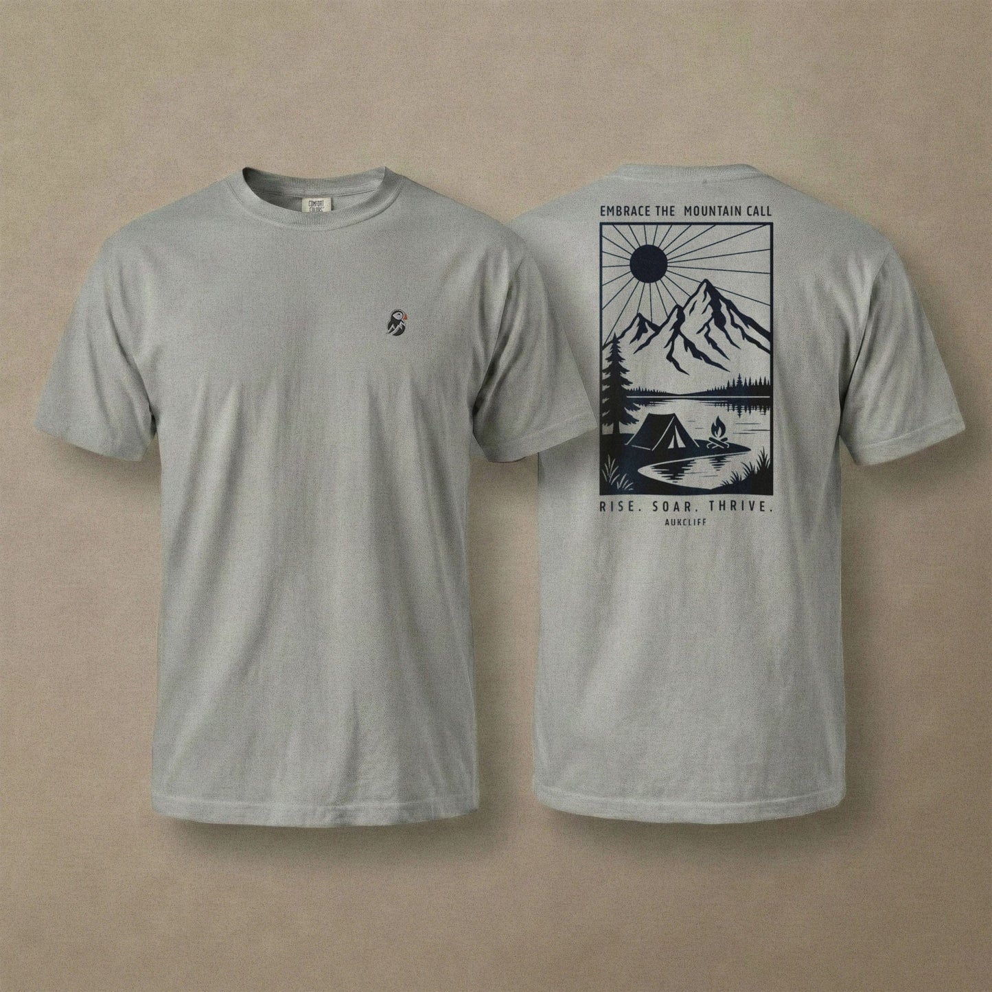 AukCliff Rear Print Comfort Colors T-shirt Grey / S Embrace The Mountain Call Comfort Colors Tee