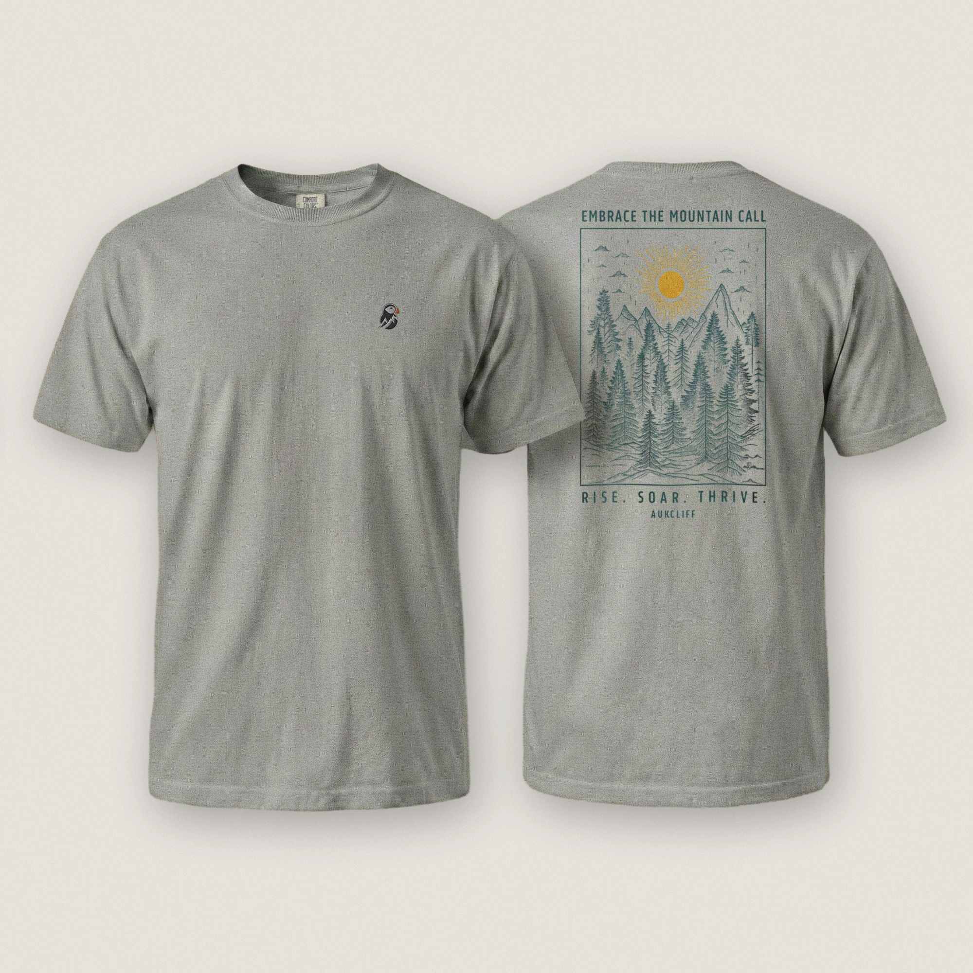 AukCliff Rear Print Comfort Colors T-shirt Grey / S Mountain Call Comfort Colors T-shirt