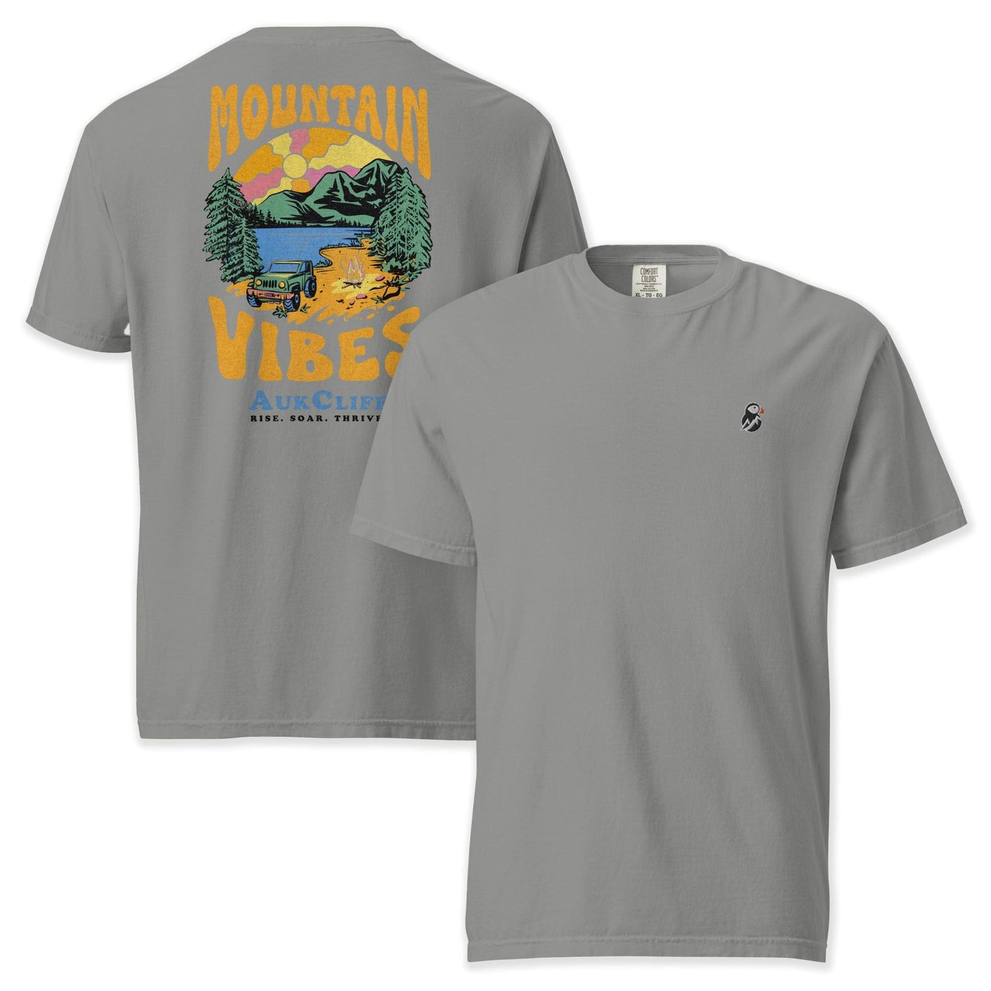 AukCliff Rear Print Comfort Colors T-shirt Grey / S Mountain Vibes Comfort Colors T-Shirt