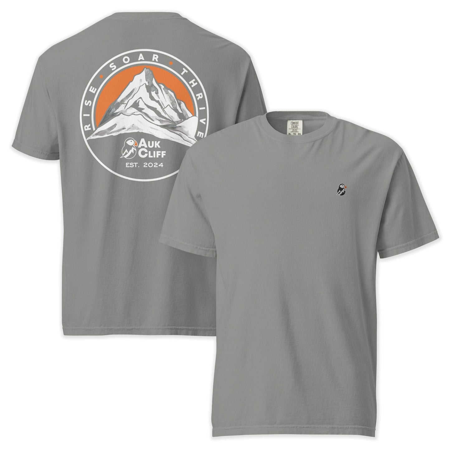 AukCliff Rear Print Comfort Colors T-shirt Grey / S Retro Mountain Logo Comfort Colors Back Print T-Shirt