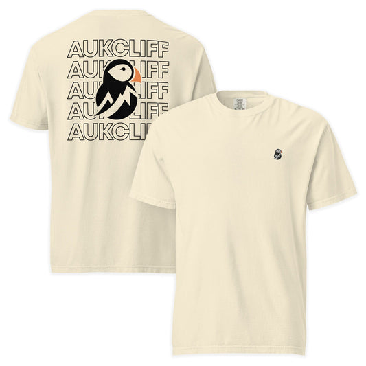 AukCliff Rear Print Comfort Colors T-shirt Ivory / S AukCliff Puffin Logo Comfort Colors T-Shirt