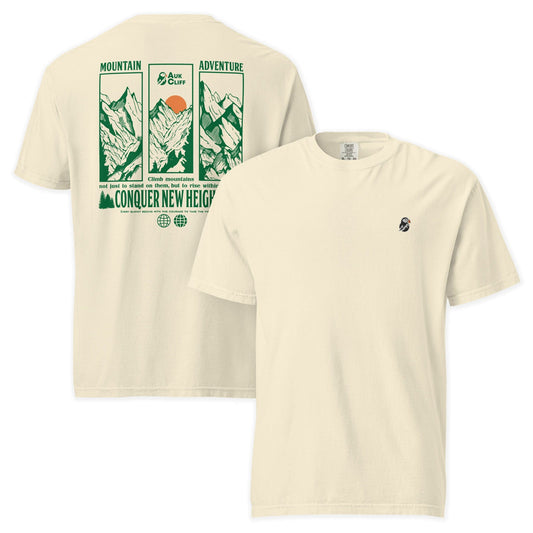 AukCliff Rear Print Comfort Colors T-shirt Ivory / S Conquer New Heights Mountain Comfort Colors T-Shirt