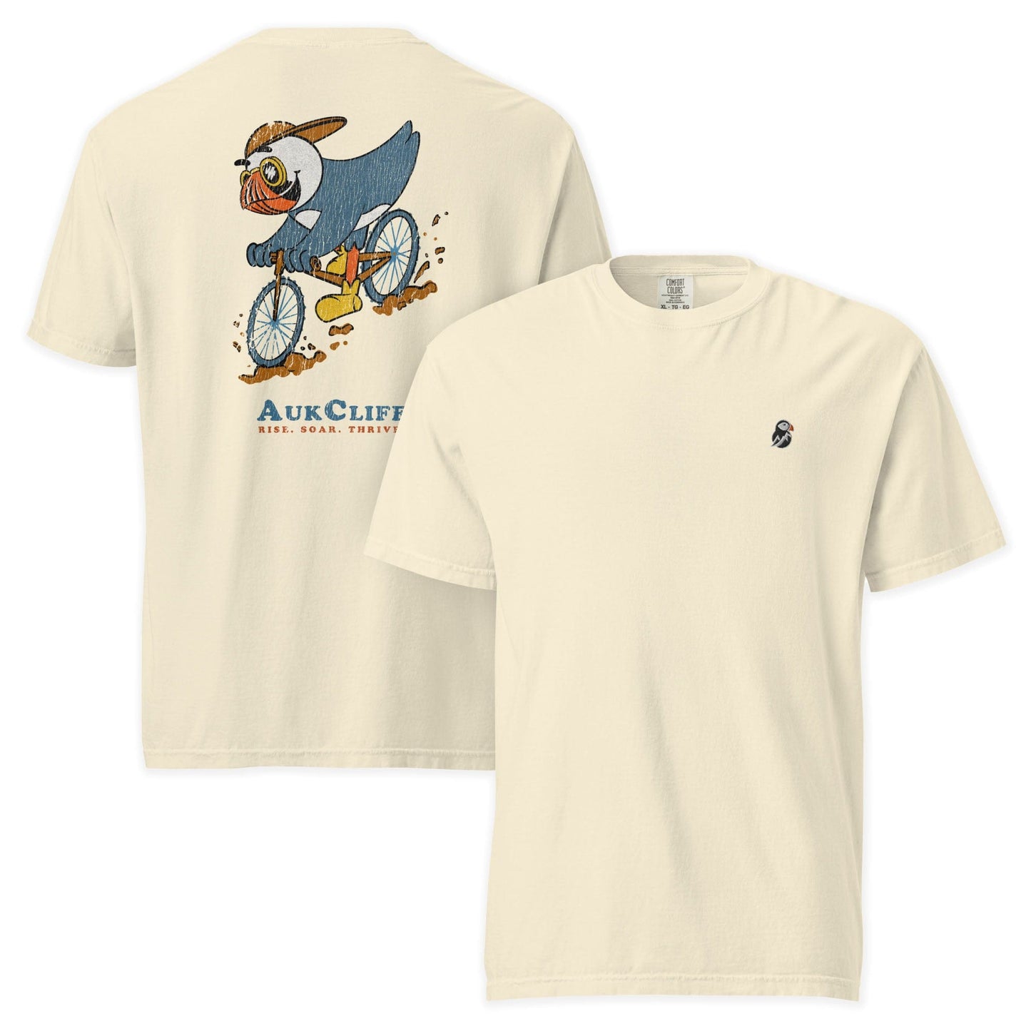 AukCliff Rear Print Comfort Colors T-shirt Ivory / S Mountain Biker Puffin Comfort Colors Back Print T-Shirt