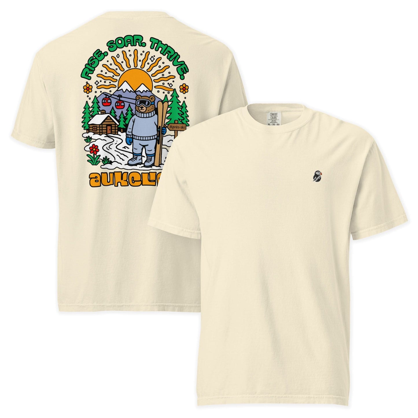 AukCliff Rear Print Comfort Colors T-shirt Ivory / S Retro Après Ski Bear Comfort Colors Tee