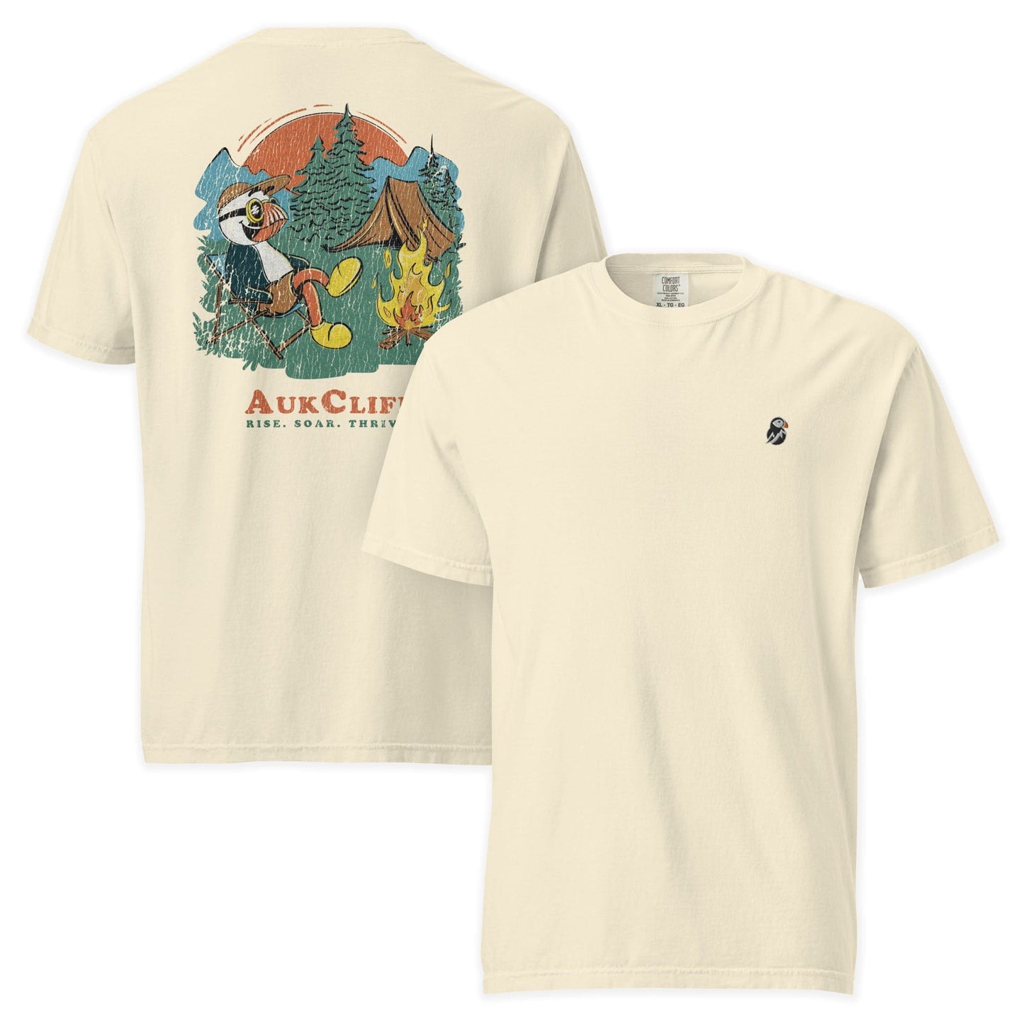 AukCliff Rear Print Comfort Colors T-shirt Ivory / S Retro Camper Puffin Comfort Colors Back Print T-Shirt